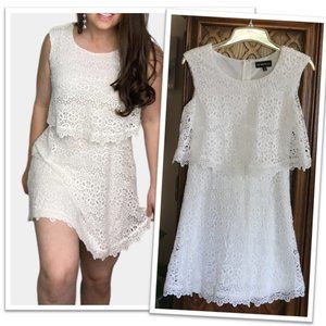 MY MICHELLE White Lace Overlay Popover Sleeveless Dress NWT! - Size 4/Small